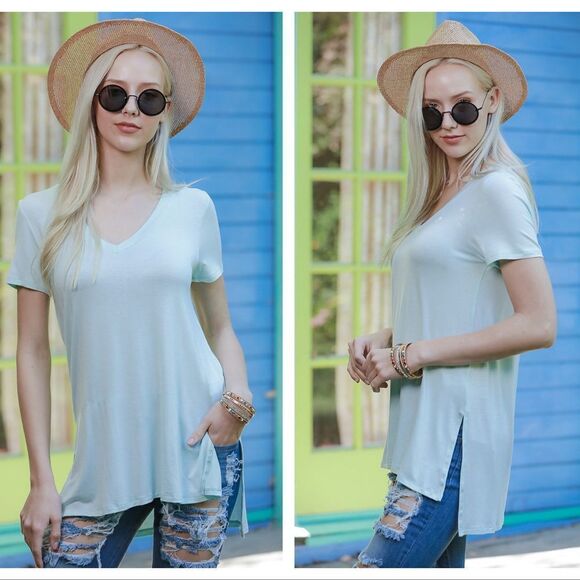 NEW Mint V-Neck Tee  - Picture 5 of 8